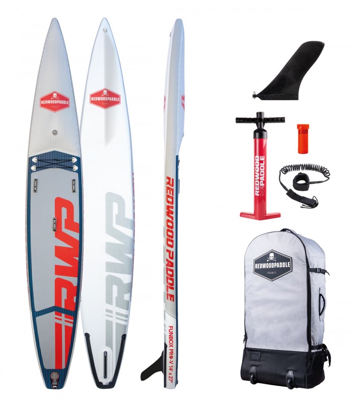 Prancha Stand Up Paddle Surf  Hinchable Funbox Pro V Race 14′ x 27'' Redwoodpaddle woven dupla camada caveira skull