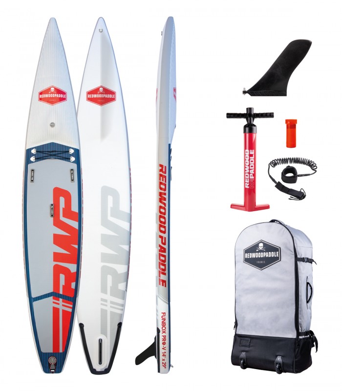 Prancha Stand Up Paddle Surf  Hinchable Funbox Pro V Race 14′ x 29'' Redwoodpaddle woven dupla camada caveira skull