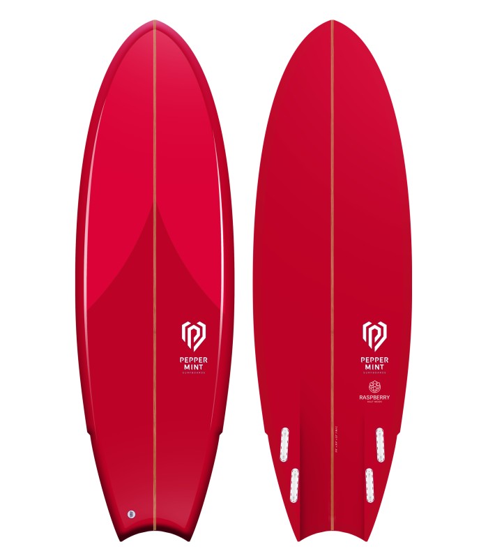 Prancha de surf en resina tintatda Peppermint Surfboards Half Moon 5'11 Raspberry