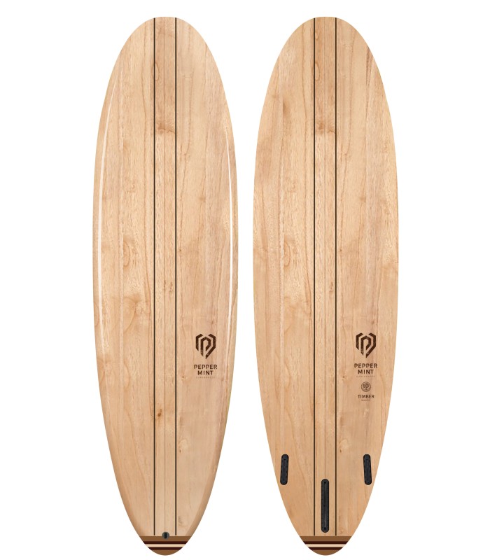Prancha de surf en madeira natural Peppermint Surfboards Munchy 6'8 Timber
